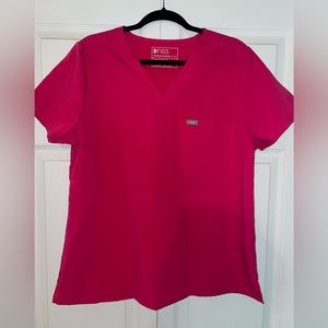FIGS ultra rose Catarina one-pocket scrub top -XL